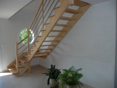 Escalier bois/inox sans contremarches