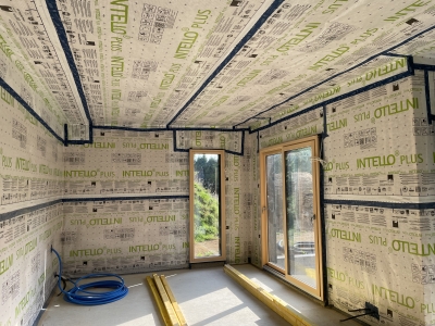 Membrane etancheite a l'air sur construction bois